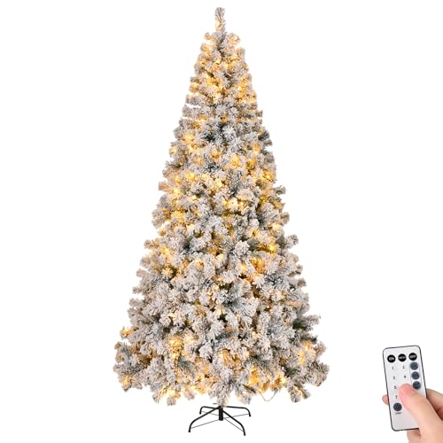 Outopee 8ft Snow Flocked Artificial Christmas Tree for Home Office Shop