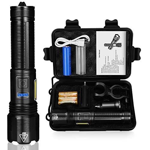 Bsichan Rechargeable LED Flashlight, Waterproof and Drop Resistant, 6 Lighting Modes, 1800 Lumen, USB Rechargeable, Long Battery Life, Black