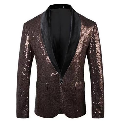 Mens One Button Sequin Gold Suit Jacket Luxury Notch Lapel Performance Tuxedo Suits Party Festival Wedding Prom Sport Coat