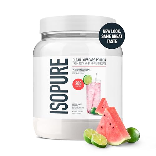 isopure clear whey isolate protein powder lactose free gluten free naturally flavored watermelon lime 20g protein per serving 141 oz 16 servings packaging may vary