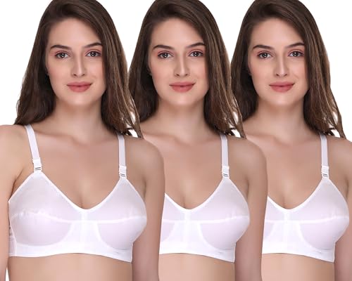 Image of SONA Bee-Heart Women's Cotton Full Coverage Non Padded Elastic Straps Bra Pack of 2