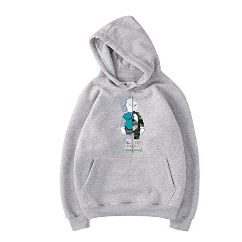 WSX Spring And Fall Hooded Sweatshirt Fashion Printing Hip-hop Leisure Loose Long Sleeve Hoodie Unisex Workout Shirt,Grey-XXL