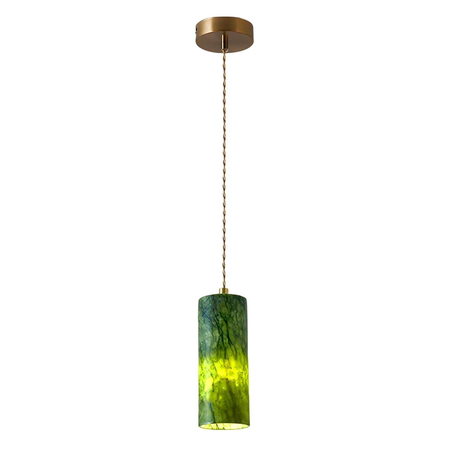 Suspension simple en marbre naturel vert foncé, luminaire îlot de cuisine