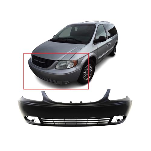 Image of For Chrysler Town & Country 2001-2004 Front Bumper Cover | Primed, With Fog Light Holes, Ready to Paint, OEM 5018610AA, CH1000319