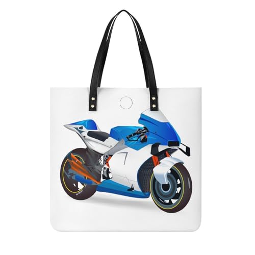 Sac à main shopper bleu moto pour femmes grand volume de rangement 39x39 cm