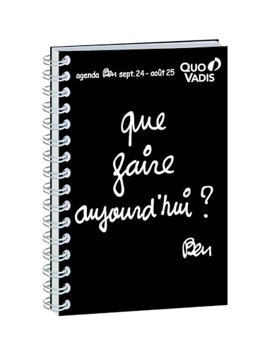 Quo Vadis - Agenda année scolaire - Spiralé - 2024-2025 - Textagenda S - Journalier - Français - Ben Noir - 12 mois de septembre à août - 12x17 cm - Papier Clairefontaine blanc - Fabrication française