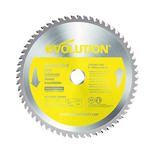 Evolution Power Tools 230TCT-60CS - Lama per sega circolare (AKA Chop Saw Blade) per il taglio di acciaio inossidabile, lama per sega in metallo con punta in carburo non produce praticamente calore,