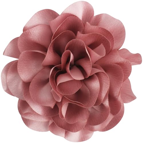 Image of Merdia 6.3 inch Rose Flower Brooch & Hair Clip for Women - Large Floral Pin for Clothes & Hair Accessories | Elegant Dress Jewelry for Events, Parties & Occasions - Blush Pink