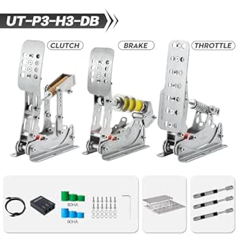 Simjack UT Pedals Sim Racing Pedals with 200KG Load Cell Brake and Hydraulic System for PC Racing Simulator Games
