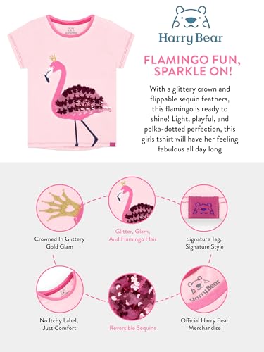 Girls Short Sleeve Shirt | Flamingo Shirt with Sequins | Cute Kids Tshirt | Flamingo Clothes for Girls3