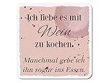 Interluxe LED Untersetzer - Ich Liebe es mit Wein zu Kochen - leuchtender Getränkeuntersetzer als Gastgeschenk