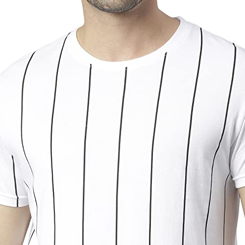 Image of Dennis Lingo Men's Pure Cotton Striped Half Sleeves Casual T-Shirt