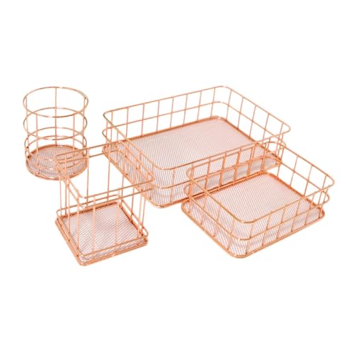 Panier de rangement métallique Cabilock lot de 4 pour bureau - 2