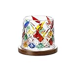 WICHBEEN Hand painted Whiskey glasses,Rotatable -10 Oz old fashioned glasses,bar whiskey glasses,style glassware for bourbon,perfect Idea for scotch lovers,glasses for scotch, rum glasses,Diamond