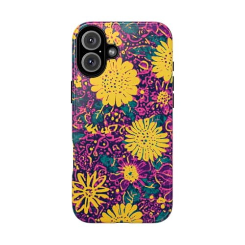 Coque rigide iPhone 16 Plus motif floral jaune pour accessoiriser vos tenues