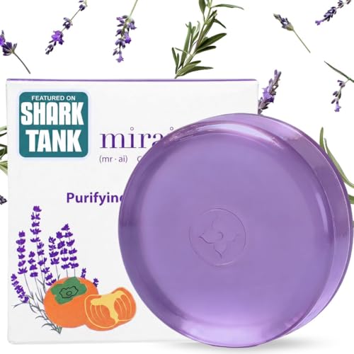 Mirai Clinical Persimmon Soap Bar with Lavender Scent - Japanese Persimmon Soap for Old People Smell - Made with Green Tea Extract - Nonenal® Odor Removal Deodorizing Bar for Unisex