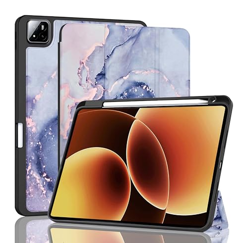 Image of ProElite Cover for Xiaomi Mi Pad 8 /Pad 8 Pro 11.2 inch Cover, Soft Flexible Flip Case Cover with Pen Holder for Mi Pad 8 /Pad 8 Pro 11.2 inch, Support Auto Sleep Wake, [Recoil Series] - Marble Purple