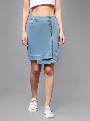 Image of Miss Chase Women's Straight High Rise Mini Denim Skirt