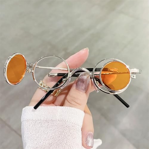 Flip Up Sunglasses Punk Polarized Sunglasses 70s Circle Small Sun Glasses Retro Metal Frame Shades4