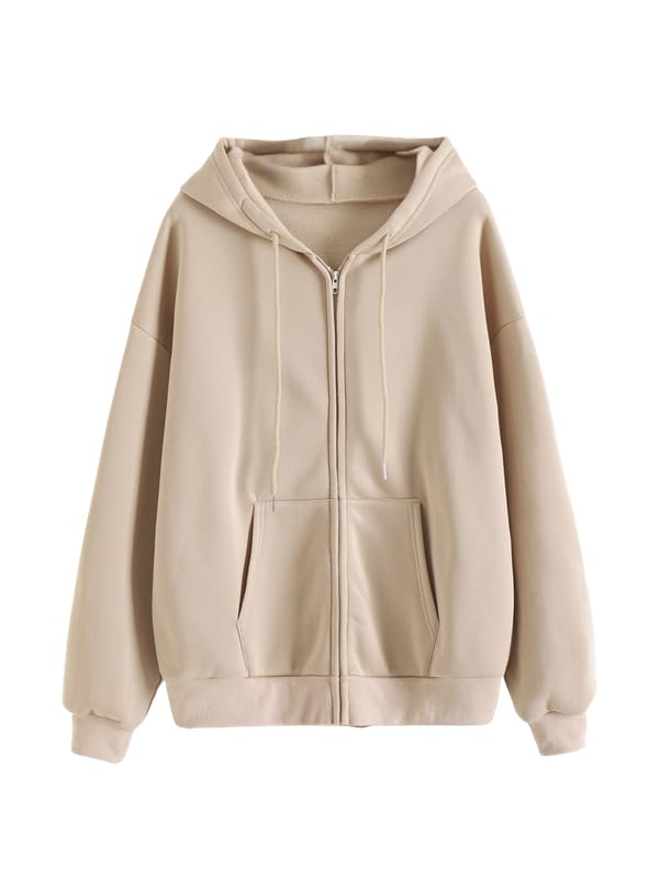 Image of Imsa Moda Women's Polycotton Fleece Plain Full-Zip Hooded Winter Sweatshirt | Kangaroo Pocket | Casual Warm Outerwear