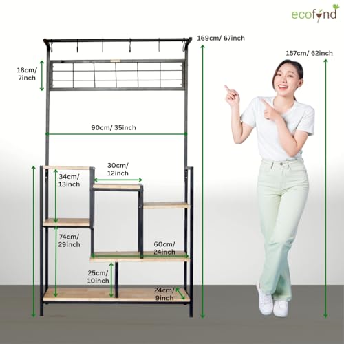 Image of ecofynd Elara Shelf Plant Stands for Outdoor Balcony, Flower Pot Stand for Indoor Plants, Large Metal Planter Stand for Living Room, home decor, Indoor & Outdoor plants, 6 Tier, (PS042-BLK)