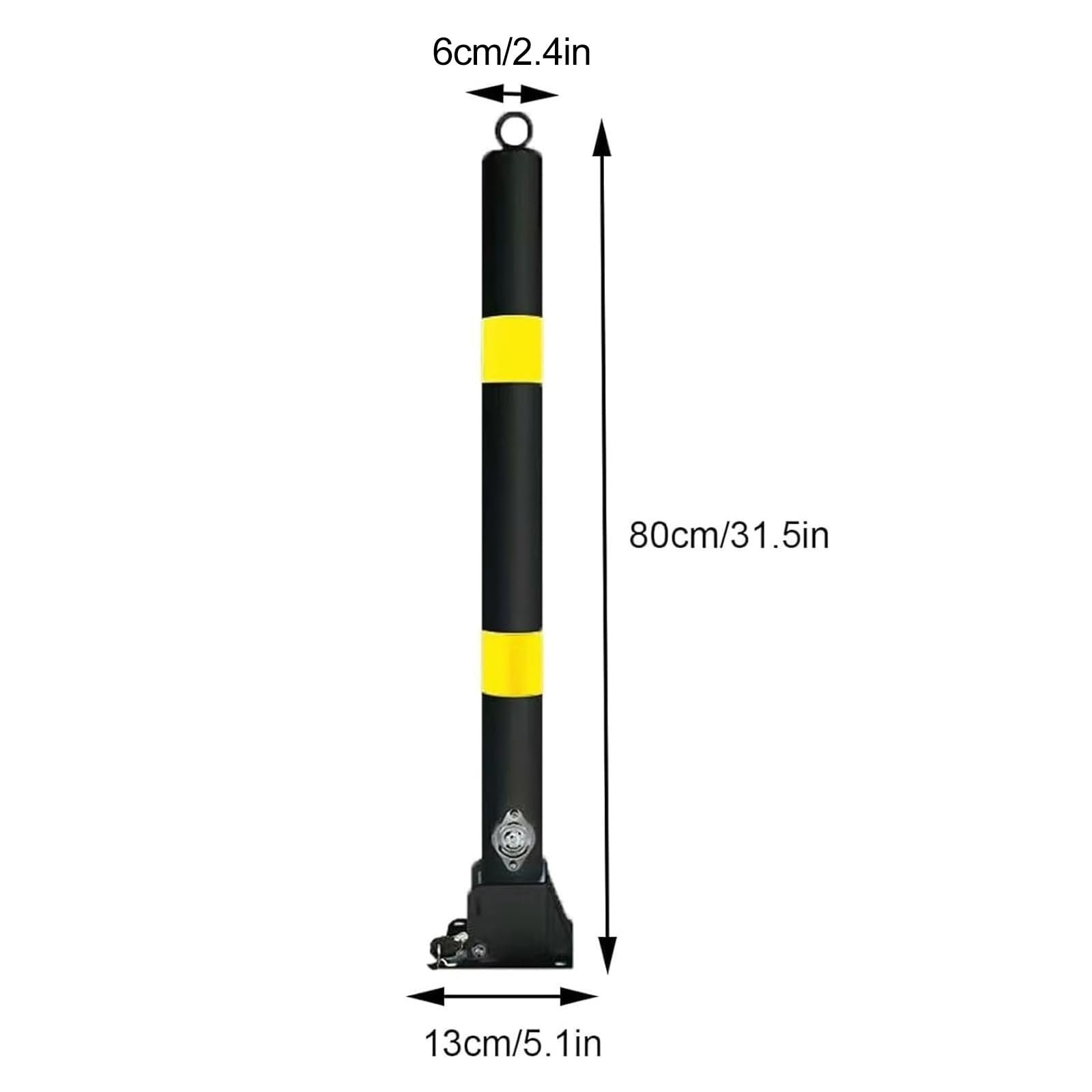 Dissuasore pieghevole di sicurezza, 80 cm, con bloccaggio alto, con rivestimento riflettente, in acciaio resistente, per vialetti, parcheggi, aree private e pubbliche, facile installazione