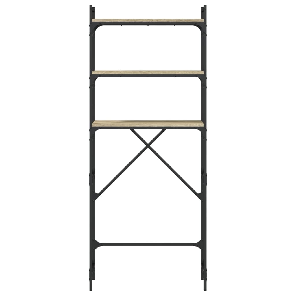Scaffale per lavatrice, 67 x 25 x 163 cm, in rovere Sonoma, per bagno, in legno e metallo