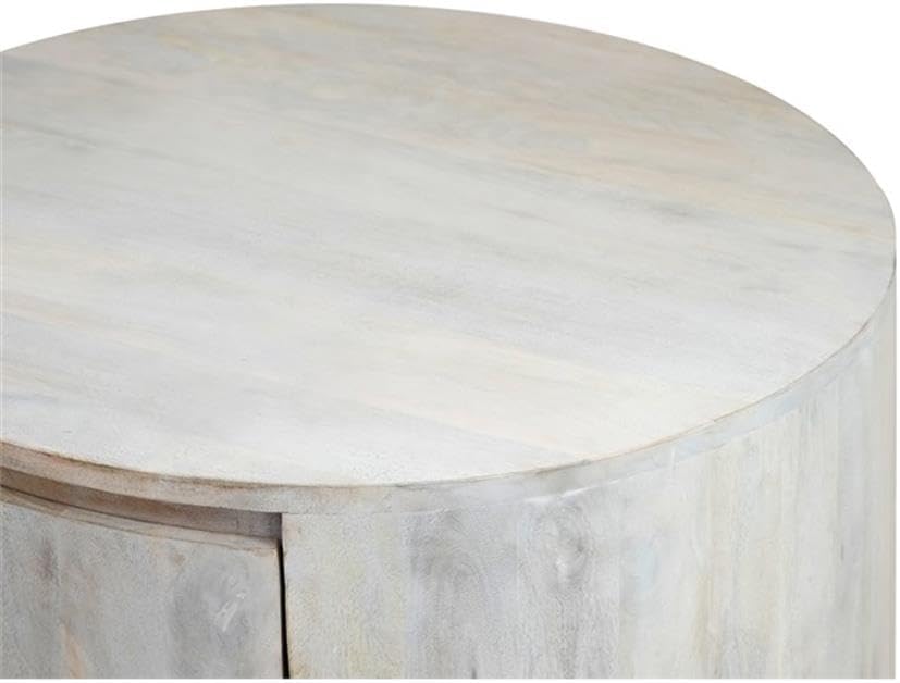 Carolina Classic Christa 2-Drawer Round Wood Coffee Table in Whitewash