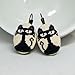 Handmade Cross-Stitch Embroidered Cat Earrings, Black and White