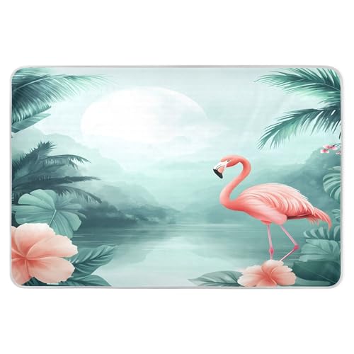 Takiito Flamingo Tropical Leaves Bed Pad Reusable Bed Underpad Washable Waterproof Leak-Proof Quick Dry Incontinence Pee Pad for Toddlers Kids Adults Pets 34x52 in