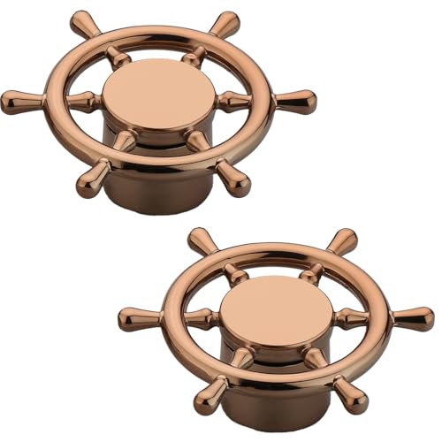Image of Ship Wheel Design Knob for Drawer /Door Knob /Drawer Knobs /Decorative Knobs and Pulls /Zinc Alloy (Rose Gold) Pack of 2-| 3 Years Warranty |