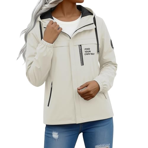Veste coupe-vent imperméable pour femme HUIFUAO avec capuche sport