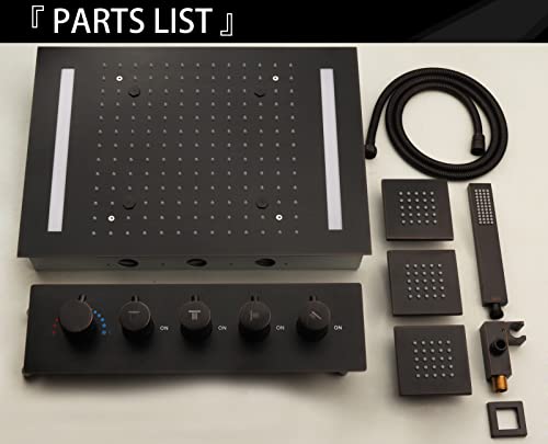 Oil Rubbed Bronze Thermostatic Rain Shower System With 14 X 20 Inch Luxury Ceiling Bath & Shower Head #TOP6