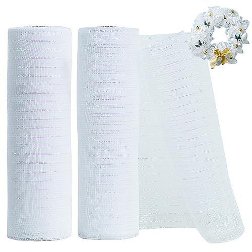 Ruban maille métallique blanc 25cm TONIFUL pour couronne de Noël - 2