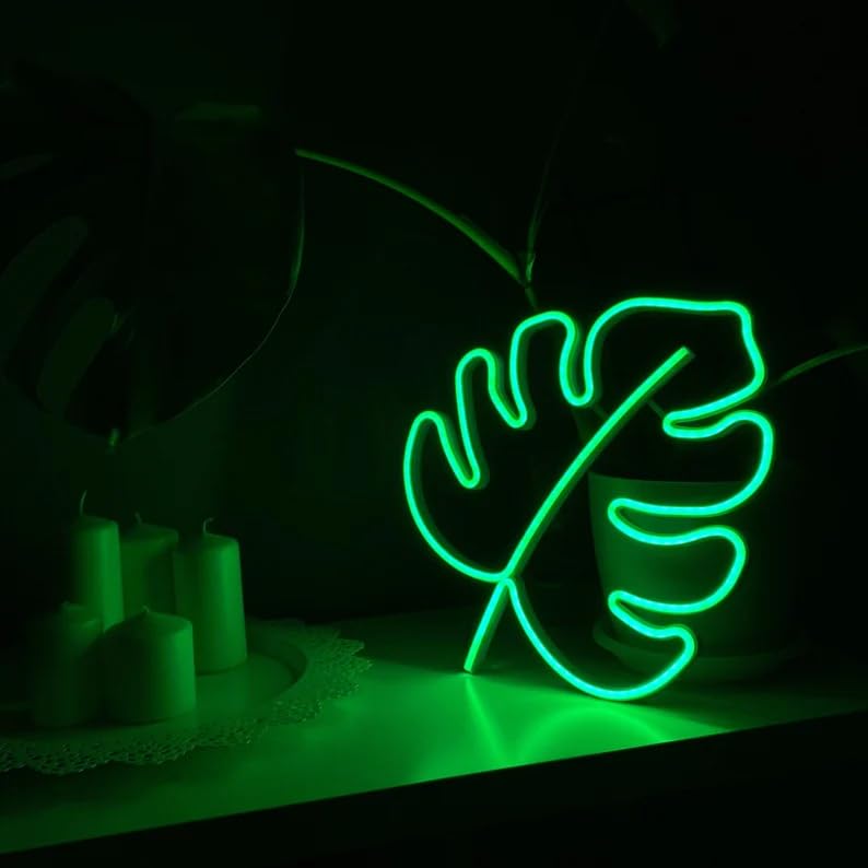 Miniatura 6 de Monstera Leaf LED Neon Sign, Custom Neon Sign Led Sign for Bedroom Room Home Yard Bar Party Wall Decor Neon Wall Art Cute Neon Sign Yard Neon Sign