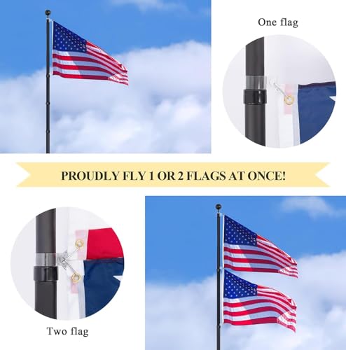 Panta 16FT Telescoping Flag Pole Kit, Extra Thick Heavy Duty 14 Gauge Telescopic Flagpole Fly 2 Flags, Outdoor Aluminum Inground Flag Poles with 3x5 American Flag for Residential, Yard or Commercial by Panta - Used condition - Image 6