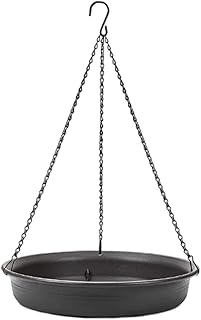 Bird Feeders for Outside, Bird Bath Hanging Bird Feeder Garden Wildbird Feeder Tray Plate Hanging Bird Water or Seed Tray for Outdoor Garden Black Bird Feeders with Feeding Trays