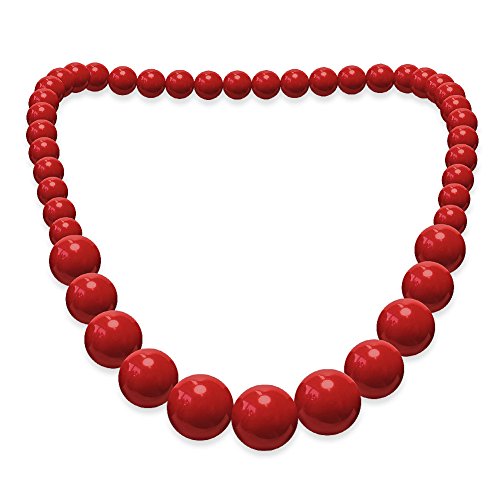 SoulCats Collier de Perles Acrylique chaîne Rouge Collier de Perles Blanches, Couleur: Rouge