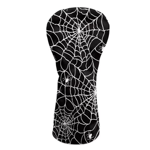 ELEQIN Leather Headcovers Spider Web Golf Club Head Covers for Hybrid Fairway 3/5 Woods Driver Outdoors Sports Golf Accessories Gift for Women Men Golfers Waterproof Surface Soft Lining