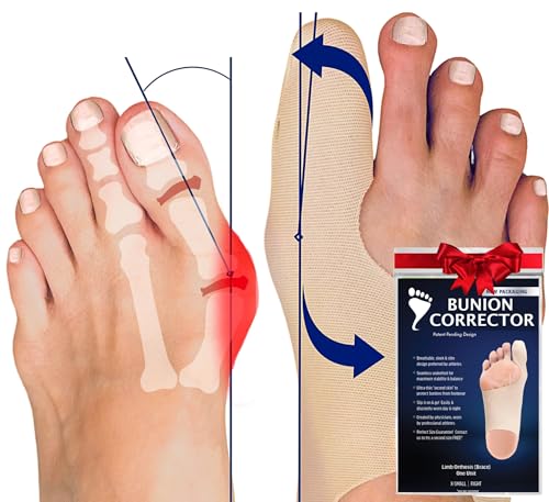 Bunion Corrector for Women Big Toe & Men – Ultra-Thin Toe Separator Sock for Pain Relief of Bunions – Flexible Hallux Valgus Splint That Easily Fits in Shoes – Great Toes Straightener. Med-Left