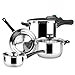 MAGEFESA – Batería de Cocina MAGEFESA Style 4 Piezas + Olla presión Dynamic 5L Fabricada en Acero Inoxidable. Fácil Limpieza y Apta lavavajillas. Asas de bakelita. Apta INDUCCIÓN (5 LITROS + BATERIA)