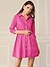 Allegra K Women's Casual Shirt Dress Ruched 3/4 Sleeve Button Down Work Mini Dresses X-Small Fuchsia