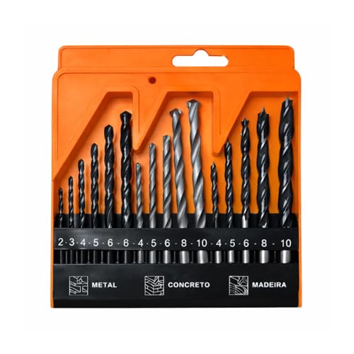 Jogo Broca 16 Peças Estojo Madeira Metal Ferro Concreto