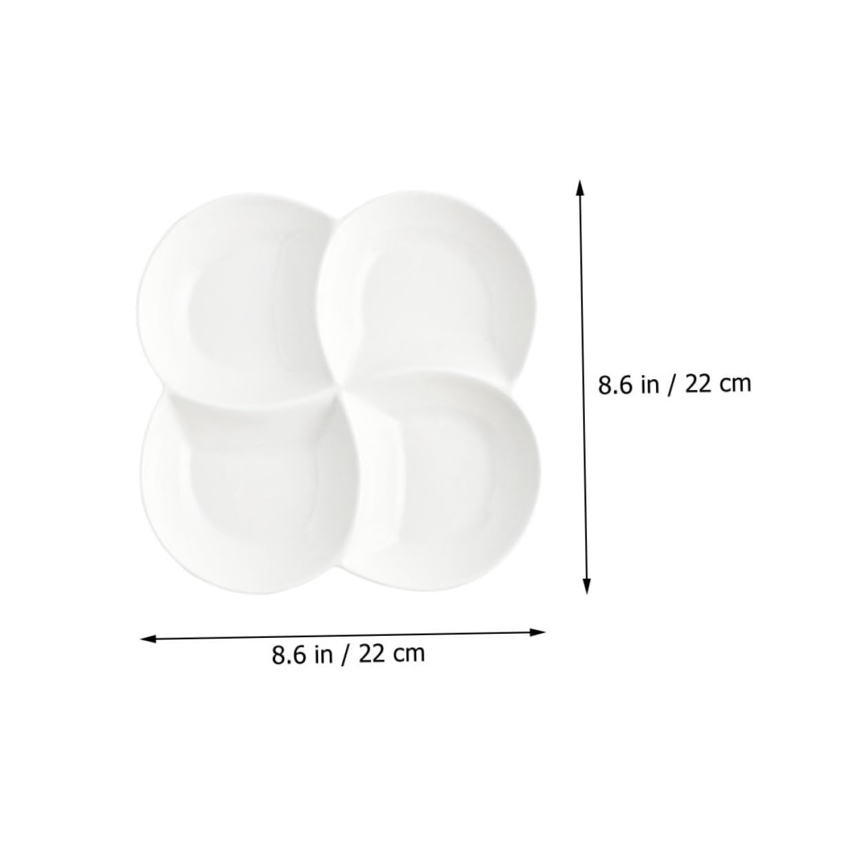 Assiette Compartimentée Surface Lisse Facile à Nettoyer en Céramique Blanche 4 Compartiments pour Snacks et Gâteaux ou Cantine