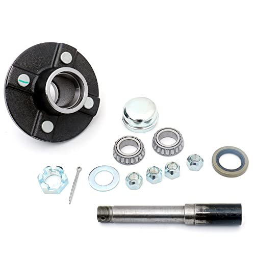 FKG Trailer Hub Spindle Kit 4 Bolt on 4 Inch Circle Fit for 2,000 lb. axles with 1