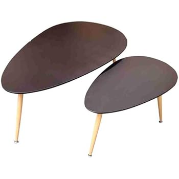 Zons Fly Lot De 2 Tables Basses Gigogne Noir Au Style Scandinave Et Pieds En Bois Amazon Fr Cuisine Maison