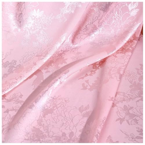 Tiss de soie brocart jacquard satiné rose pour vêtement mariage et courtepointe