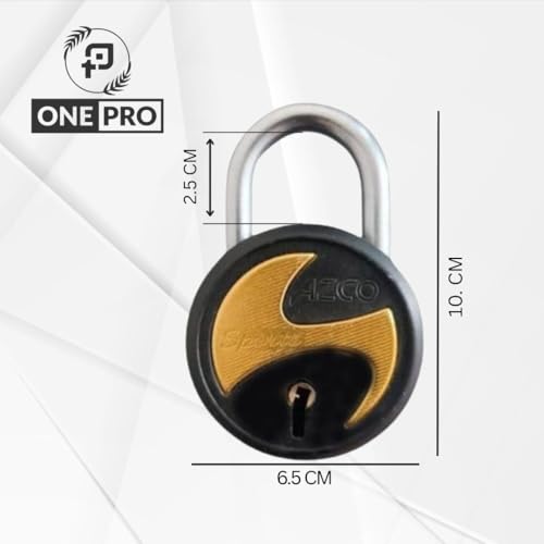 Image of Azco Round Locks Multiple Keys Padlocks 52mm 65mm Steel Levers Double Locking, Strong Hardened Shackle Lock and Key for Home Door Shutter Shop Office Main Gate (6 Keys BSport 65mm Pack of 1)