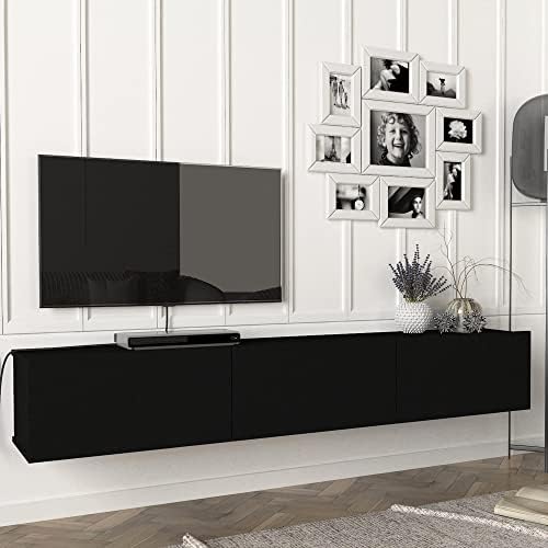 [en.casa] Suspended TV Cabinet Floating TV Table with 3 Compartme...