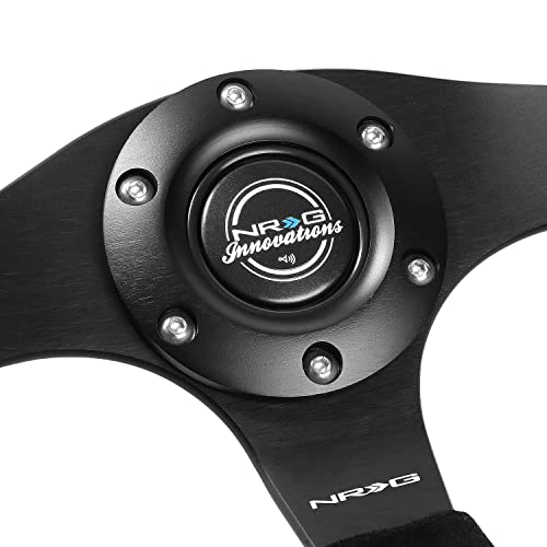 Nrg Innovations Rst-024Mb-S-Y 320Mm 3-Spoke Flat Bottom Suede Steering Wheel With Horn Button, 6X70Mm Bolt Pattern,Black Wheel/Yellow Stripe #TOP1